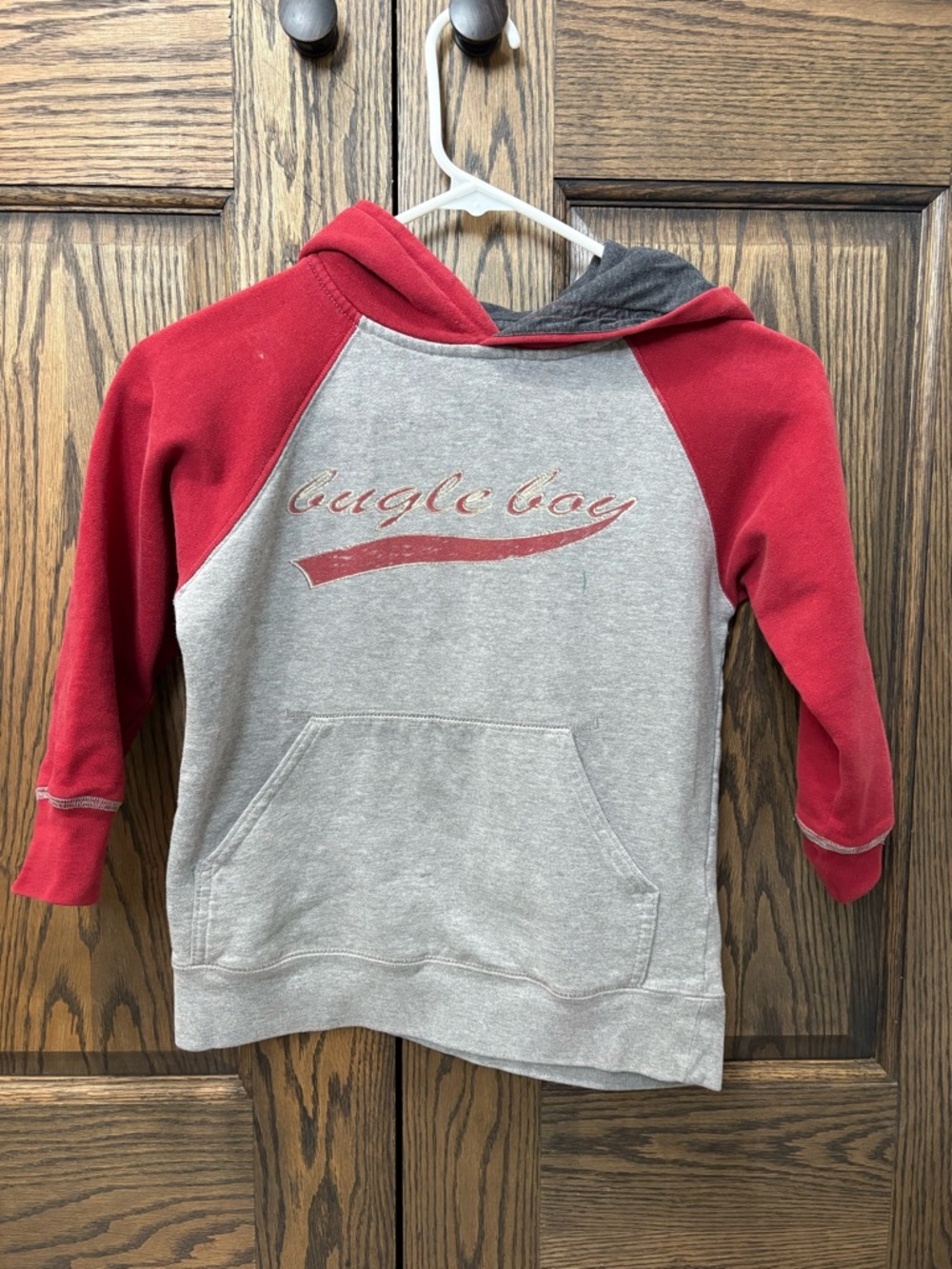 Bugle Boy Red and Gray Hooded Raglan Sweatshirt - Kids